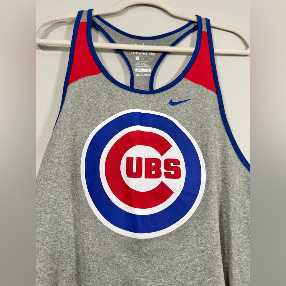 Nike Chicago Cubs Shirt Tank Top Racer Baseball MLB Gray Red Blue DRI Women M - Picture 3 of 6